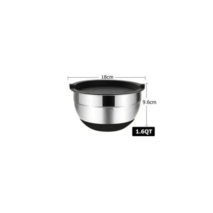 Mixing Bowls with Lids and Non-Slip Bases, Stainless Steel Mixing Bowls Set for Baking, Nesting Storage Bowls, JT227, 6 Pcs