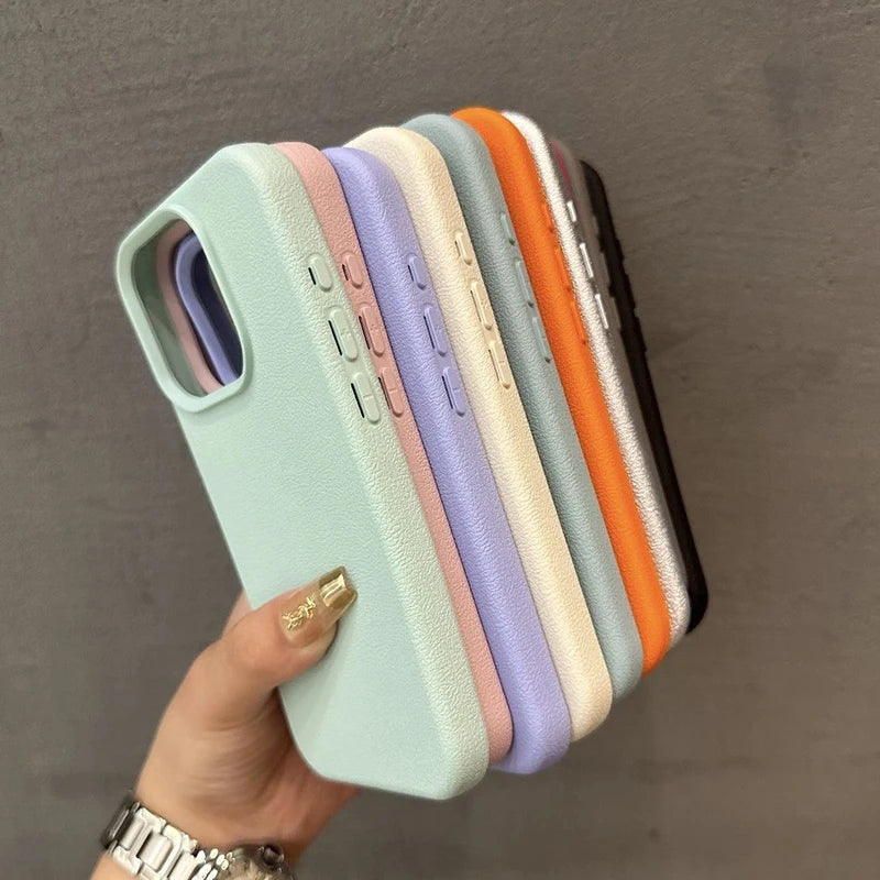 Soft Candy Color Lichee Pattern Silicone Phone Case For iPhone 11 12 13 14 15 16 ProMax Plus 16E X XS XR Shockproof Bumper Cover
