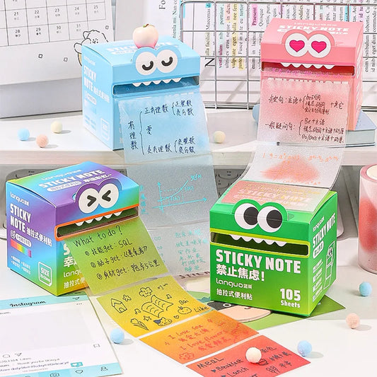Mr. Paper 6 Style 105 Sheets/roll Pull-out Sticky Notes Student Stationery Sticky Notes Transparent Color Sticky Notes