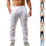 Pantalones casuales para hombre, primavera verano, con cordón, sólidos, de talla grande, transpirables y deportivos. 