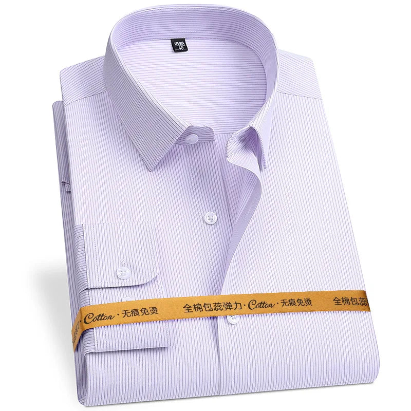 New Fabric 80% Cotton 15% Elastic Silk 5% Spandex No-Iron Anti-Wrinkle Men's Long Sleeve & Short Sleeve Formal Shirts