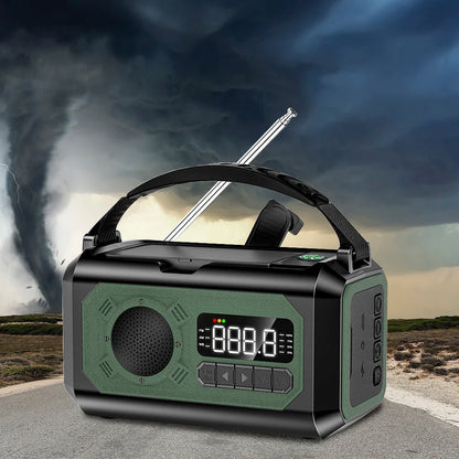 Radio multifunción solar de 12000 mAh con manivela, radio meteorológica de emergencia, lámpara de lectura, banco de energía, alarma SOS para acampar, senderismo, tiendas de campaña