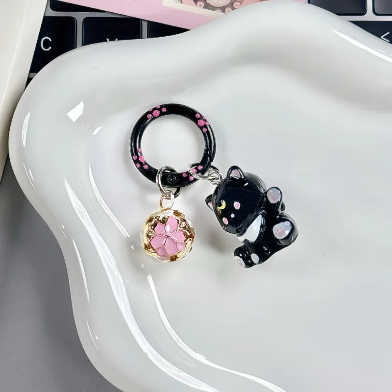 1/6Pcs Colorful Cat Bell Keychains for Friends Backpack Phone Pendant Hangings Couple Cartoon Animal Paw O-shaped Keychains