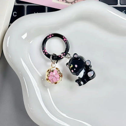 1/6Pcs Colorful Cat Bell Keychains for Friends Backpack Phone Pendant Hangings Couple Cartoon Animal Paw O-shaped Keychains