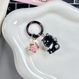1/6Pcs Colorful Cat Bell Keychains for Friends Backpack Phone Pendant Hangings Couple Cartoon Animal Paw O-shaped Keychains