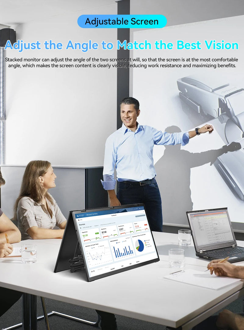 Cdisplay 15.6" Dual Portable Monitor 1080P FHD Laptop Screen Extender Folding Stacked Dual Monitors for Laptop PC Windows Mac