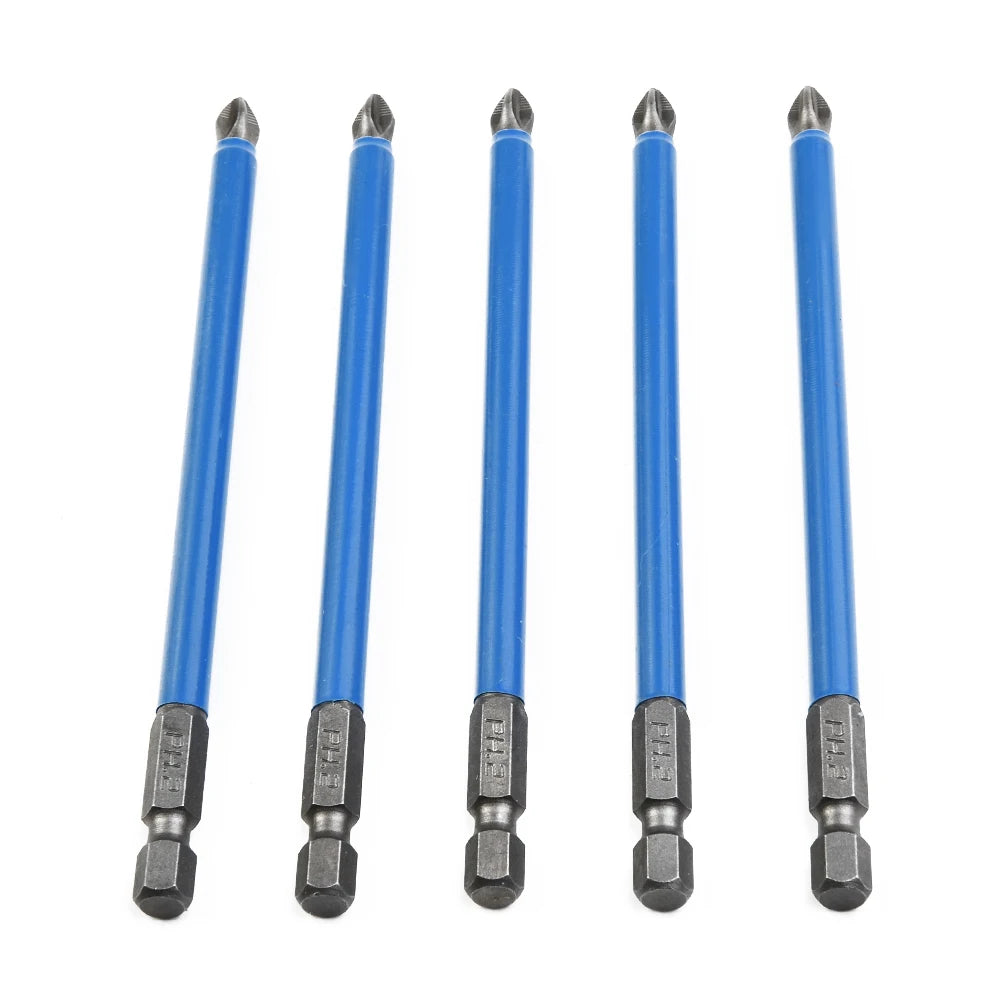 5Pcs PH2 Extra Long 127mm Magnetic Non-slip Screwdriver Bit Set 1/4 Hex Shank