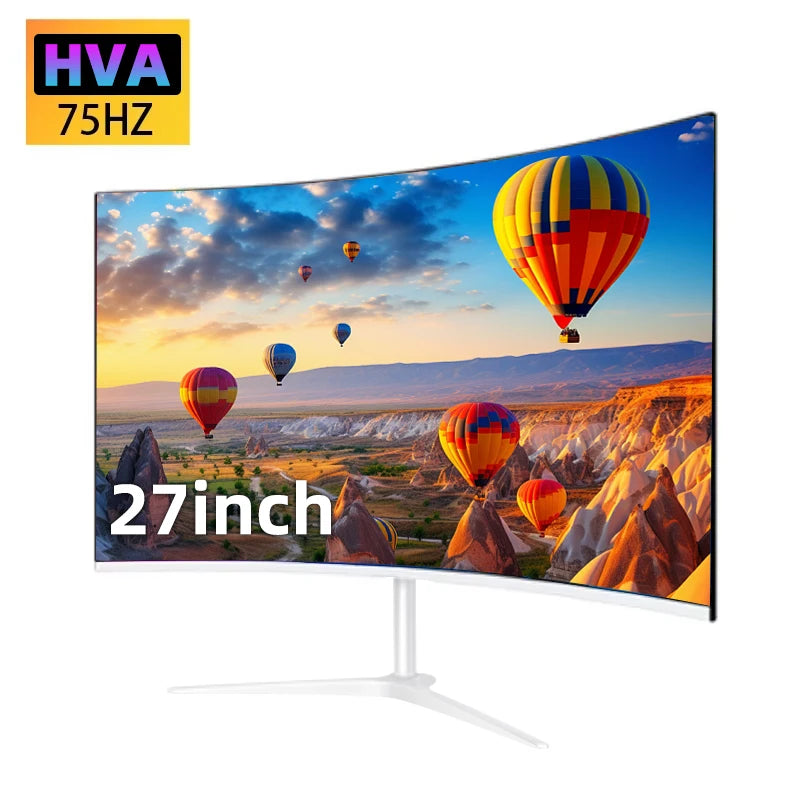 27 Inch Curved Monitor 75Hz 2ms Desktop PC LCD FHD Computer Display Gaming IPS Panel Screen LED 1080P Desktop Display