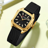 Relógio feminino quadrado minimalista pulseira pulseira de silicone casual
