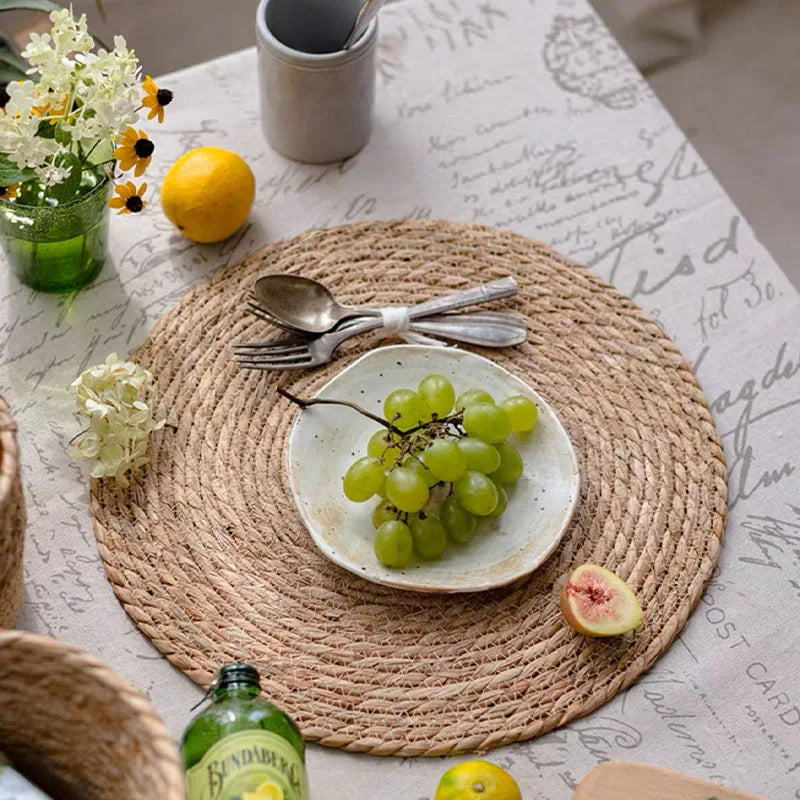 Pot Mats Handwoven Rattan Placemats Round Heat Insulation Mats Natural Woven Table Mats For Dining Home Wedding Decor
