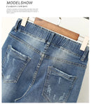 XL-6XL Plus Size jeans for Women Mom Jeans Woman Elastic High Waist Blue BaggyJeans Denim Ripped Jeans Female Harem Pants