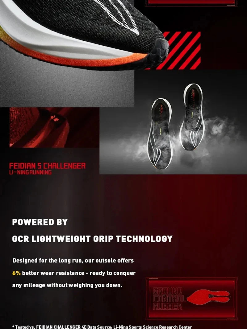 Li-Ning Men's FEIDIAN 5 CHALLENGER Racing Running Shoes SUPER BOOM Cushion CARBON-FIBER PLATE LiNing Sneaker ARMV001 ARMW003