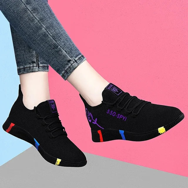Tenis Feminino 2024 Women Vulcanized Shoes Air Mesh Light Soft Sneakers Female Flats Platform Lace Up Casual Shoes Basket Femme 
