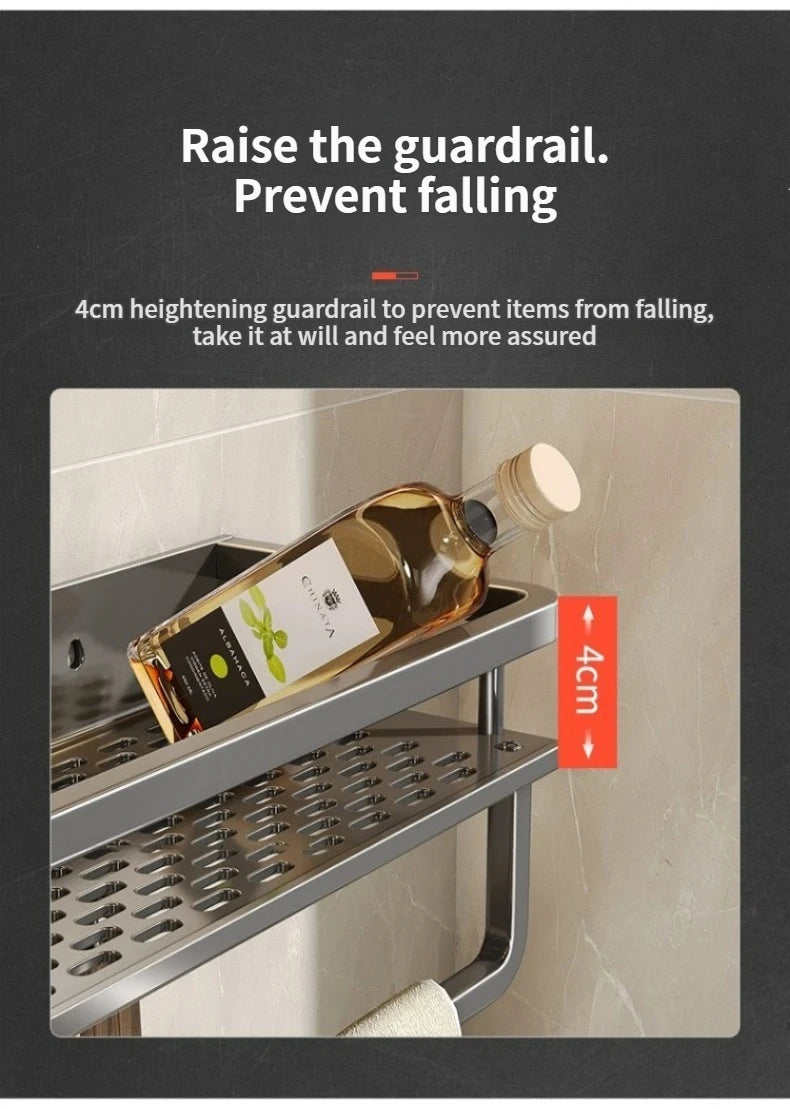 Aluminum Kitchen Rack Kitchen Shelf Toilet Storage No Drill Hanging Rack Bathroom Organizer Hang on the Wall Kitchen