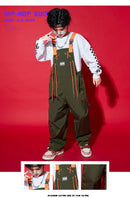 Boys Hip Hop Loose Overalls Girls K-pop Cargo Pants Kids Dungaree Joggers Children Jumpsuit Street Dance Romper Teen Streetwear