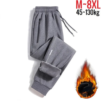 Pantalones deportivos de invierno para hombre, cálidos, con forro polar cepillado, talla grande, más gruesos, 2024 