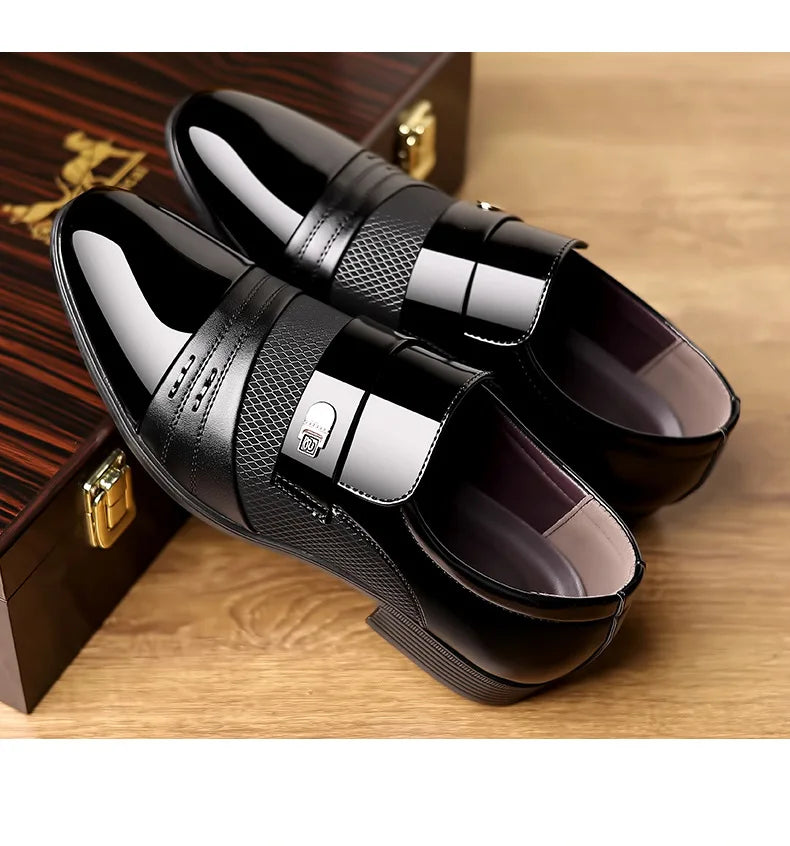 Men's Luxury Lacquer Oxford Wedding Shoes, Pointed Toe Dress Shoes for Men, Classic Business Men's Leather Shoes, Big Size 38-48
