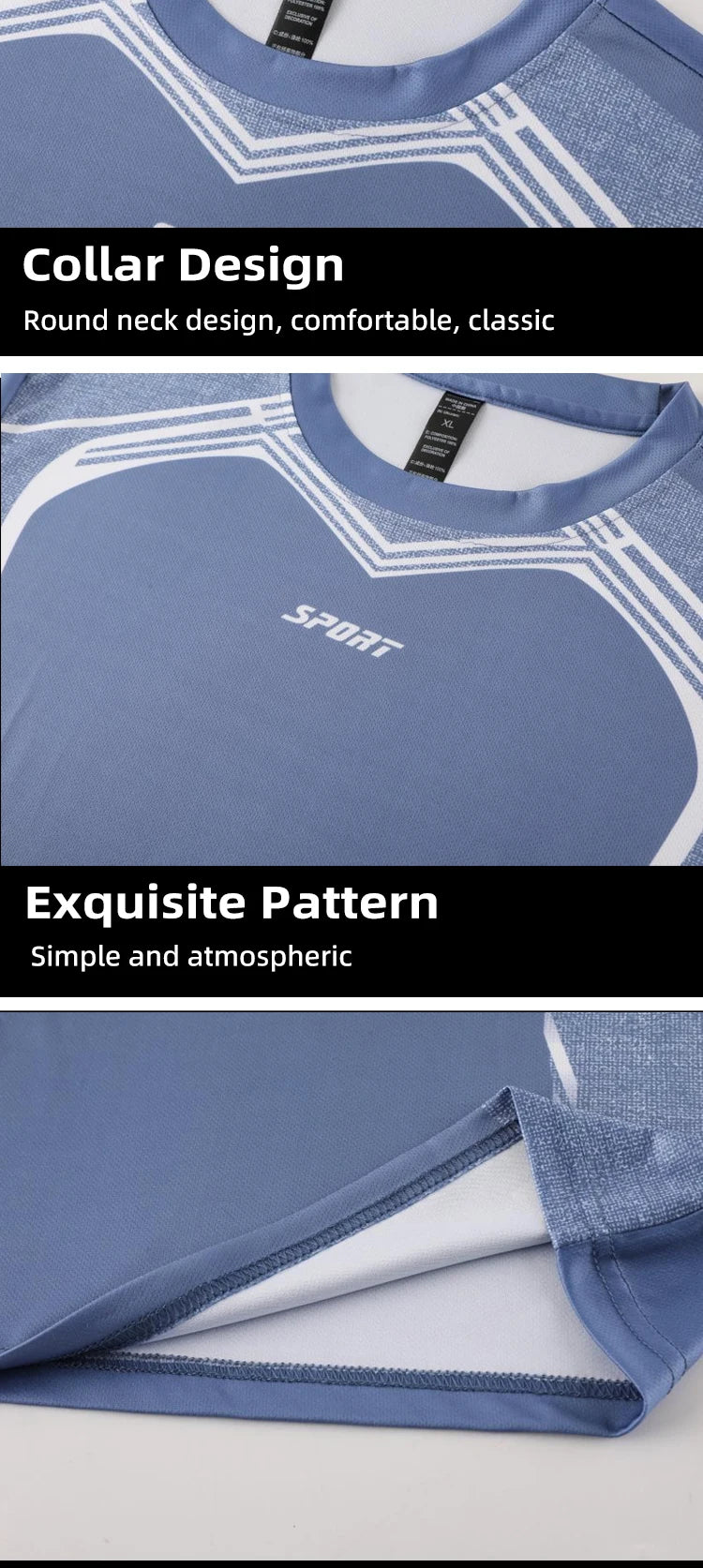 Fitness Clothes Ice Silk Quick Drying T-shirt Suit Men Short Sleeve Running Sportswear Shorts Tracksuit Gym Sports Training Sets