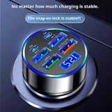 300W PD Car Charger 6 Ports Fast Charging QC3.0 USB C Car Phone Charger Type C Adapter Dual PD Super Fast with Digital Display