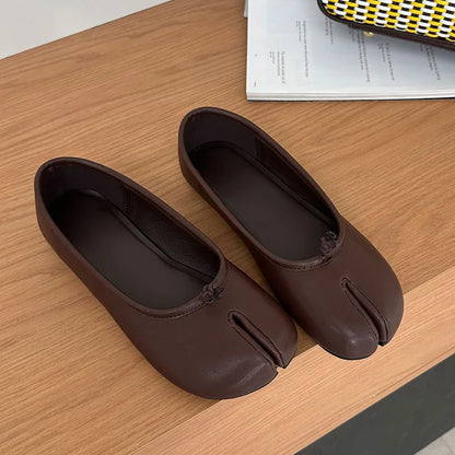 Women Flats Tabi Ninja Shoes Woman Ladies Microfiber Leather Comfy  Flats Split Toe Slippers Soft Bottom Loafers Solid Brief La