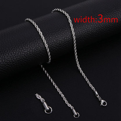 Collar HIYEE de cadena clásica de cuerda para hombre, ancho de 2/3/4/5 mm, cadena cubana tipo fígaro de acero inoxidable, joyería para hombre y mujer.