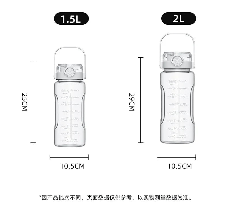 1.5L-2L Summer Large Capacity Kettle, Double Drinking Cup, Outdoor Sports Fitness Water Bottle, Straw Cup Drinking Utensils