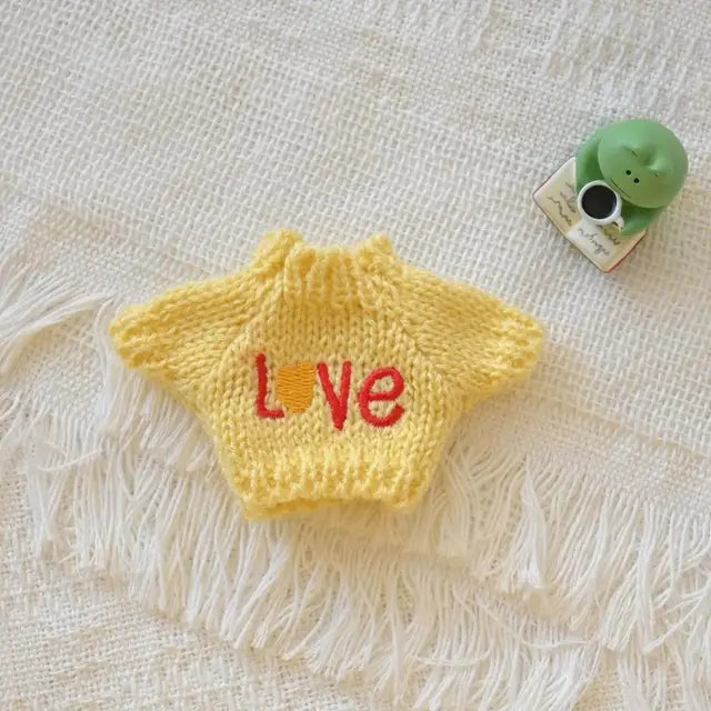 Cute Mini Plush Doll Clothes, 17cm, Outfit Acessórios para Coréia Kpop Exo Labubu Idol Dolls, Camisola de malha, Presente do miúdo