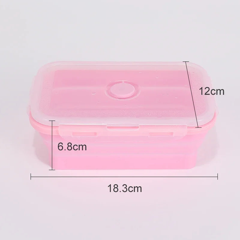Collapsible Silicone Food Storage Container,Bento Lunch Boxes For Kitchen, Microwave Safe. Foldable Design Saves Your Space.