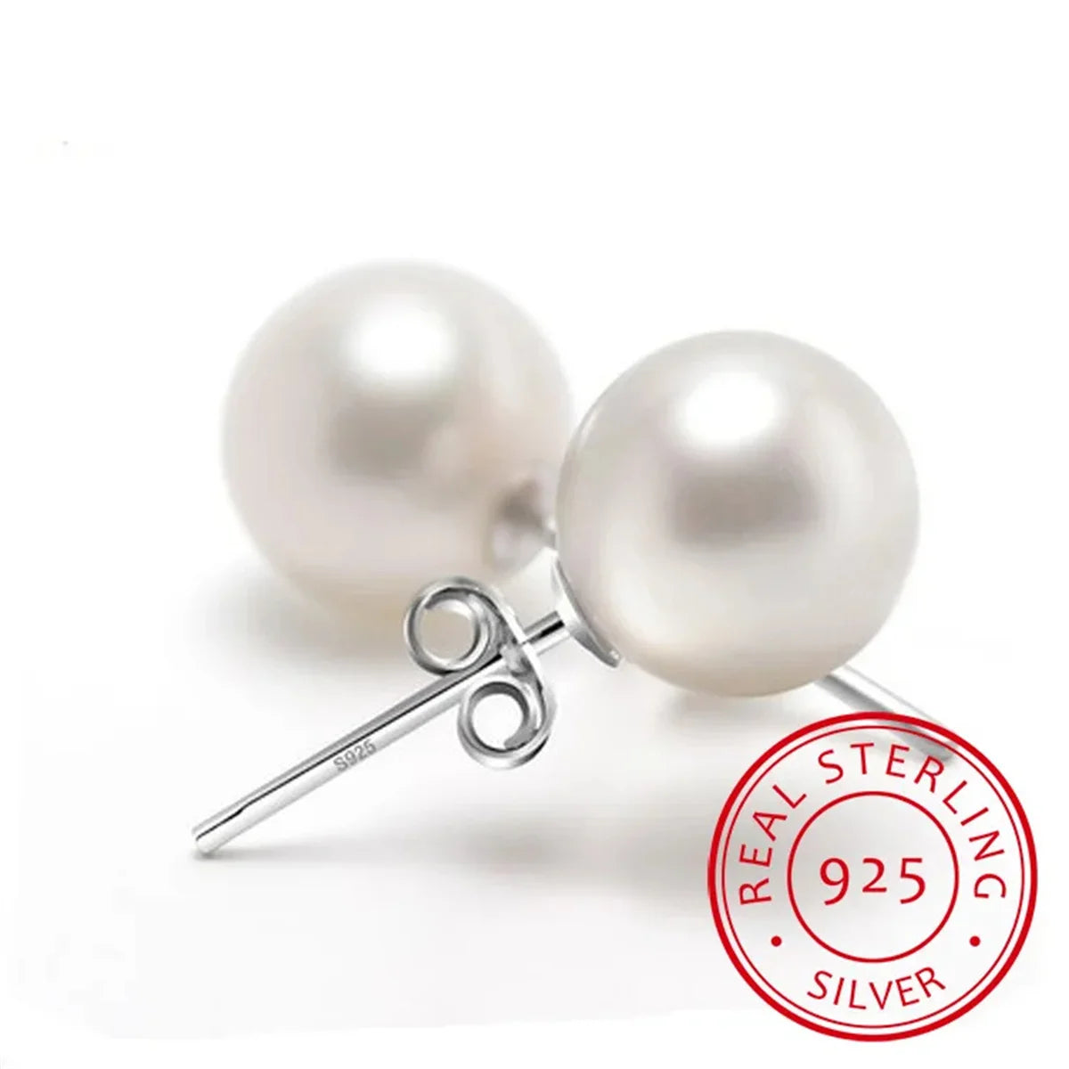 Freshwater Cultured Pearl Earrings for Women, 925 Sterling Silver Jewelry, Button Ball, Best Gifts 6mm, 8mm, 10mm 