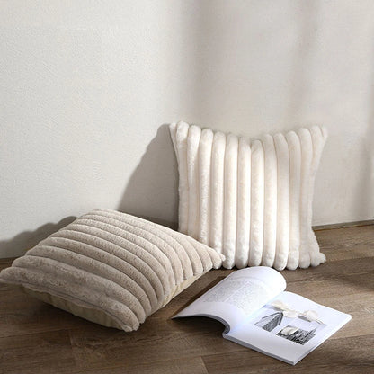 1pc  Plush Decorative Throw Pillow Cover Fuzzy Striped Soft Throw Pillow Covers Cushion Covers for Sofa living room Bedroom