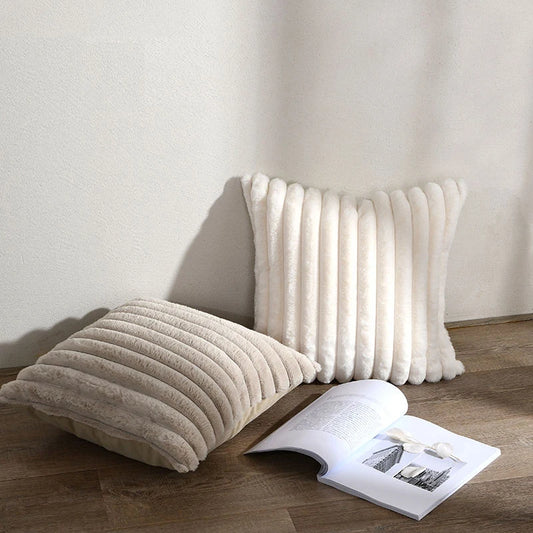 1pc  Plush Decorative Throw Pillow Cover Fuzzy Striped Soft Throw Pillow Covers Cushion Covers for Sofa living room Bedroom
