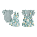 Pudcoco Infant Baby Girls Shorts Set, Short Sleeve Romper with Flower Print Suspender Shorts Summer Outfit 0-18M
