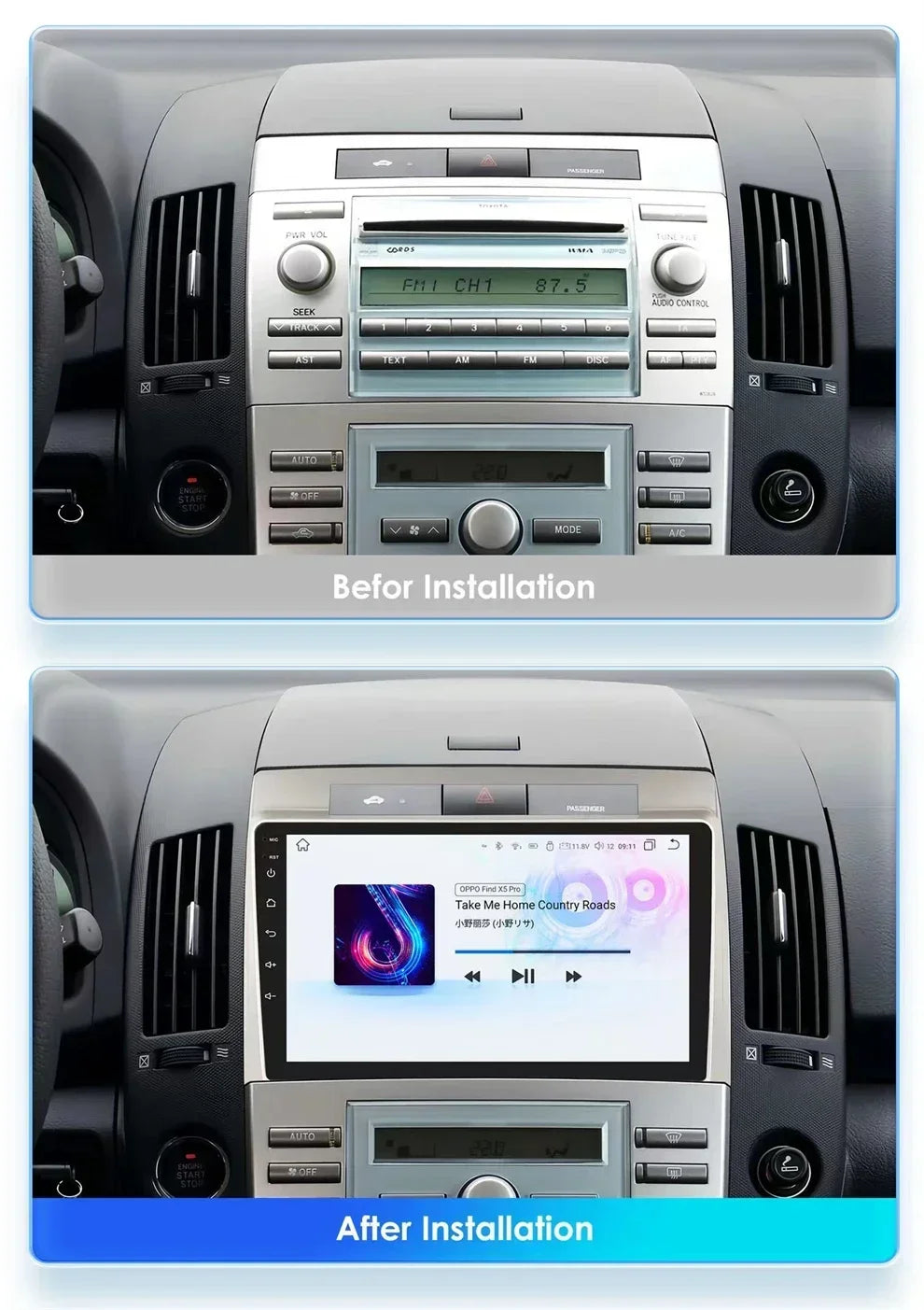 8gb+128gb For Toyota Corolla Verso 2004 2005 2006 2007 2008 2009 Car Radio Multimedia Android 14.0 2 Din GPS NAVI No DVD Player