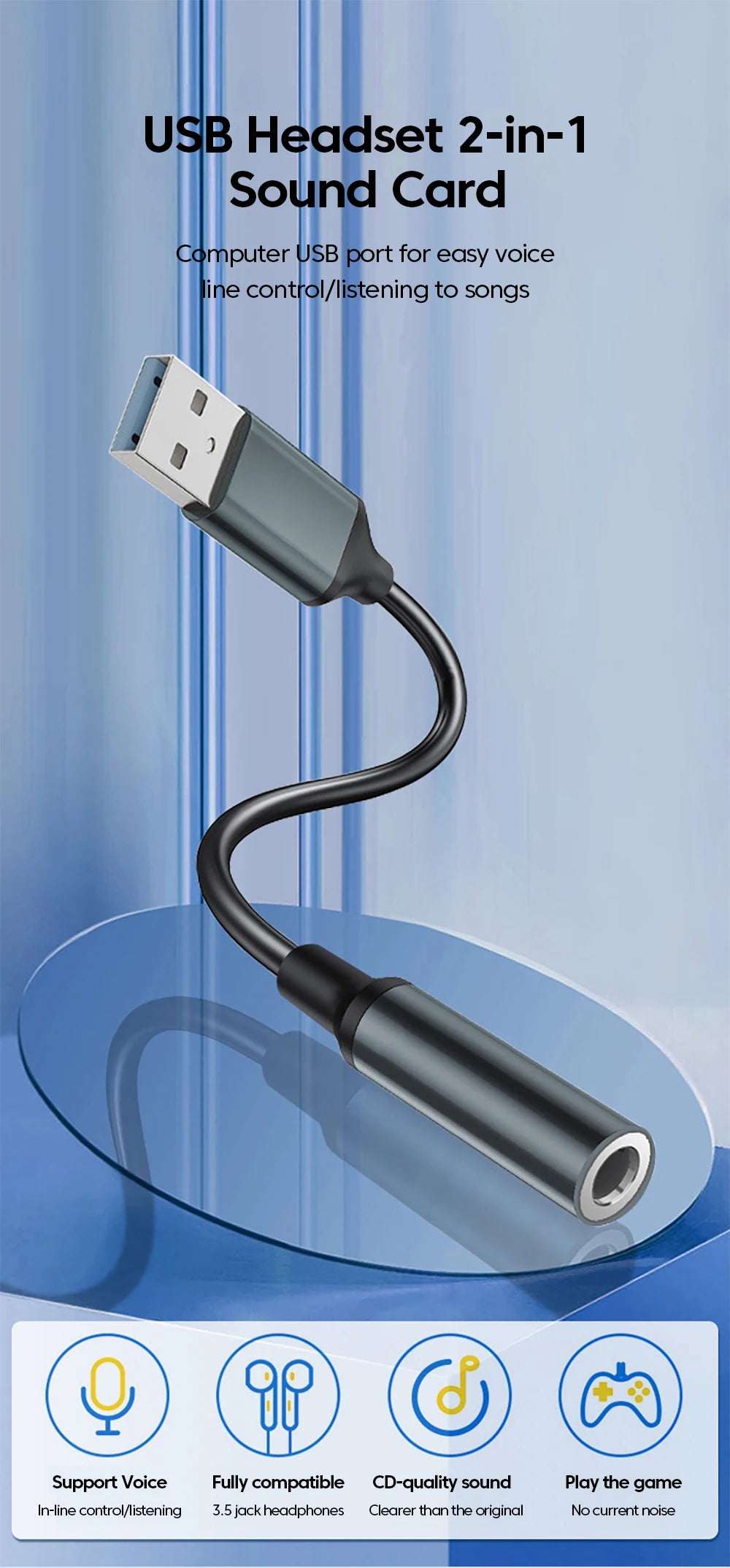 Olaf USB to 3.5mm Audio Jack Adapter USB to 3.5mm Headset/Microphone USB to 3.5 Jack Adapter External Stereo Sound Card For PC