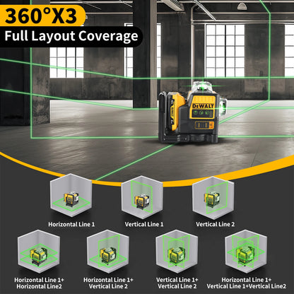 2025 NEW Dewalt DW089LG 3 Sides*360 Degree Vertical 12V Lithium Battery 12 Lines Laser Level Horizontal Green Meter Outdoor TOOL