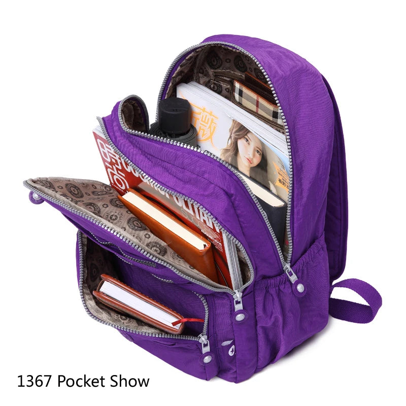 Popular Backpack Women Nylon waterproof bookbag Female Travel bagpack Climbing Packbag Multiple pockets Schoolbag Girls tote
