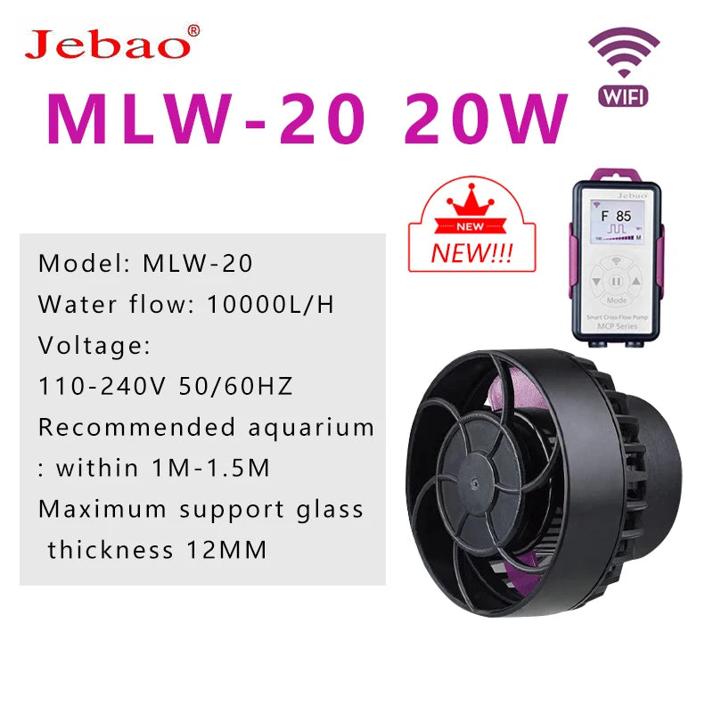 Nueva bomba de olas inalámbrica Jebao Marine Aquarium MLW-5 SLW SW ALW con controlador de pantalla LCD WiFi, bomba de olas Coral