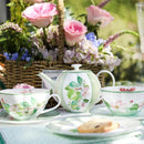 Ceramic Plate Household Bone China Dinner Plate Set Vintage Green Flower Dishes Tableware Oval Large Tray Dinnerware Sets