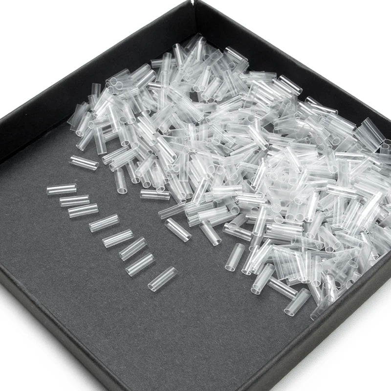 500 peças tubos termo retráteis para extensões de cabelo sem adesivo fusão acessórios para cabelo ferramentas cor transparente