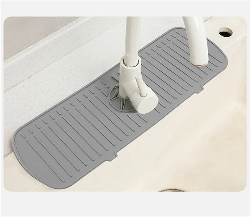 1PC Silicone Faucet Mat Water Ripple Kitchen Bathroom Draining Pad Wash Basin Large Sink Splash Pad Countertop Protector