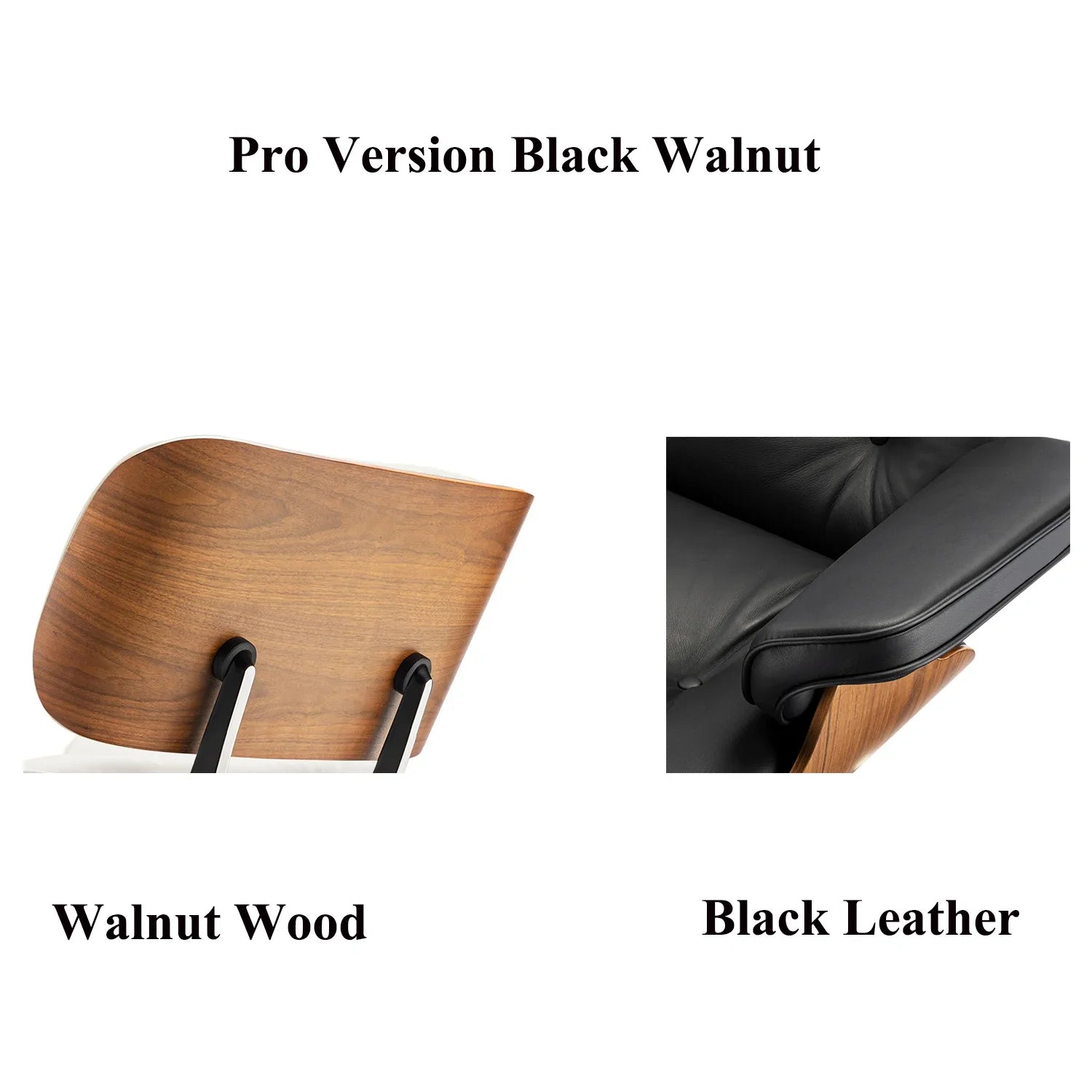 Replica Mid Century Tall Size Chaise Genuine Leather Lounge Chair With Ottoman Black Walnut and Palisander Living Room Chairs