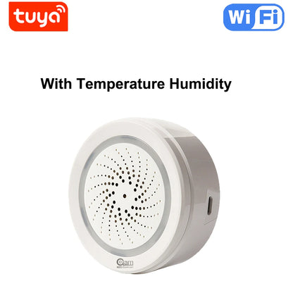 Alarma de sirena NEO Coolcam Smart Tuya Wifi con sensor de temperatura y humedad, compatible con Echo y Google Home Assistant