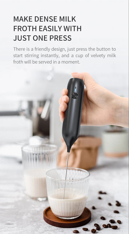 Electric Milk Frother Coffee Frother USB-C Rechargeable Electric Whisk Powerful Mini Drink Mixer