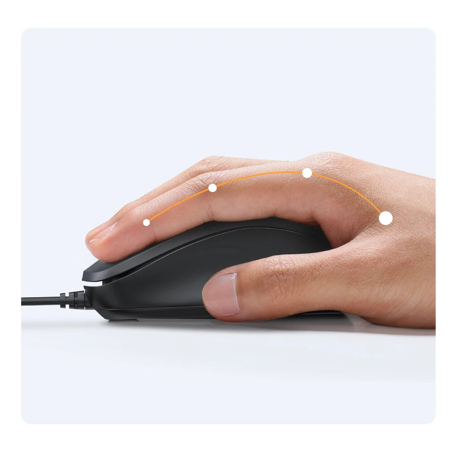 UGREEN USB Wired Mouse with Ergonomic Design 1200 DPI 3 Buttons Mouse for Laptops and PCs