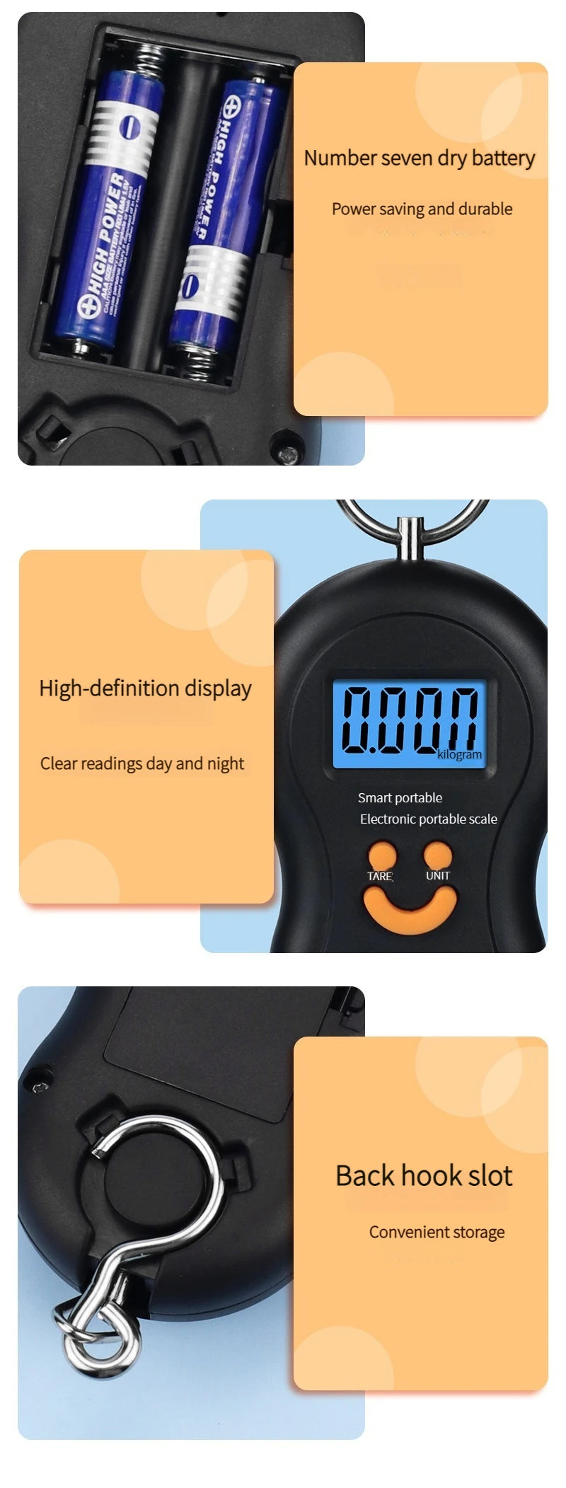 Electronic 50Kg 10g Hanging Scale LCD Kitchen Digital Scale BackLight Fishing Weights Pocket Scale Travel Luggage Scales