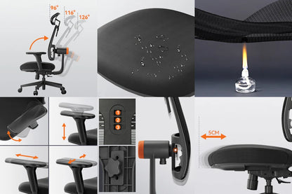 NEWTRAL MAGICH002 Ergonomic Chair, Adaptive Lower Back Support, Adjustable Headrest Seat Depth, 4D Armrest Recliner, 160-195CM
