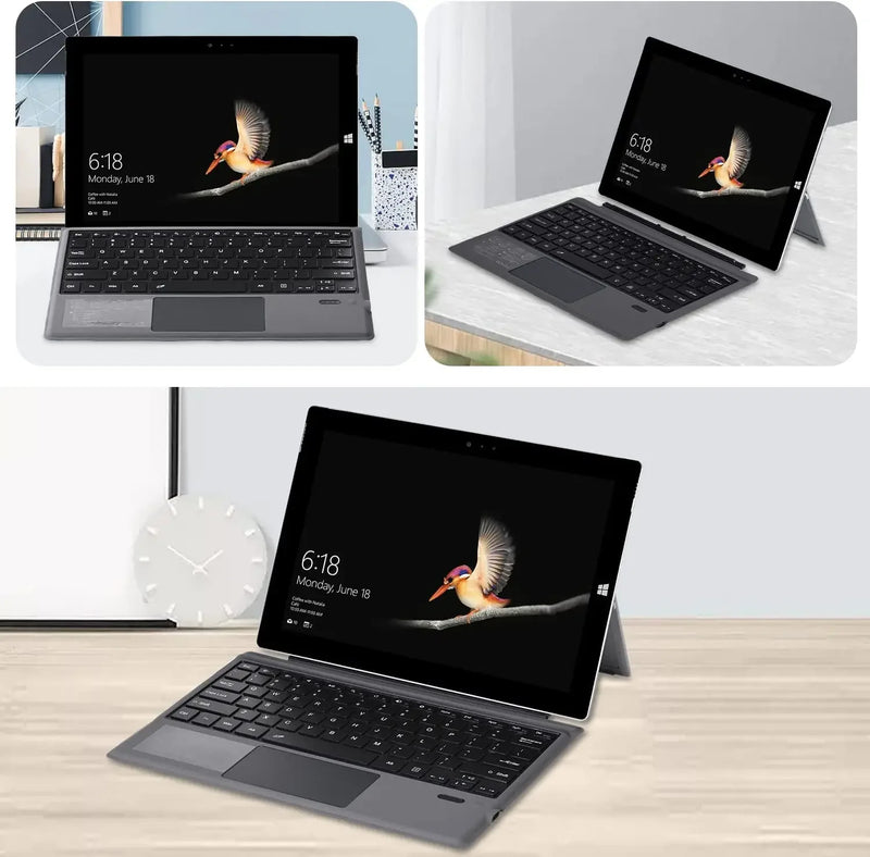 Teclado inalámbrico compatible con Bluetooth con panel táctil retroiluminado compatible con Surface Pro 3 4 5 6 7 Go 1 2 3 para viajes de negocios