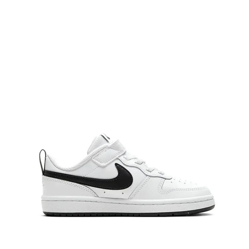 Tênis Nike Court Borough Low 2 branco e preto para crianças e crianças de meia-idade