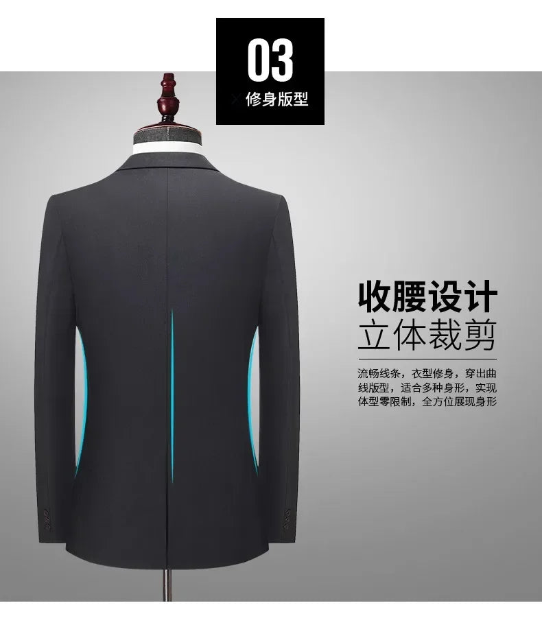 8XL Suit (Blazer+pants) Fashion Business Gentleman Italian Style Slim Solid Color Professional Suit Wedding Groom Best Man Suit