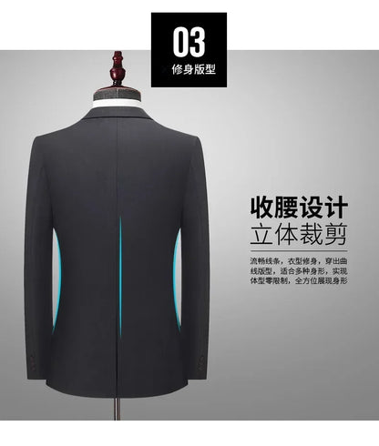 8XL Suit (Blazer+pants) Fashion Business Gentleman Italian Style Slim Solid Color Professional Suit Wedding Groom Best Man Suit